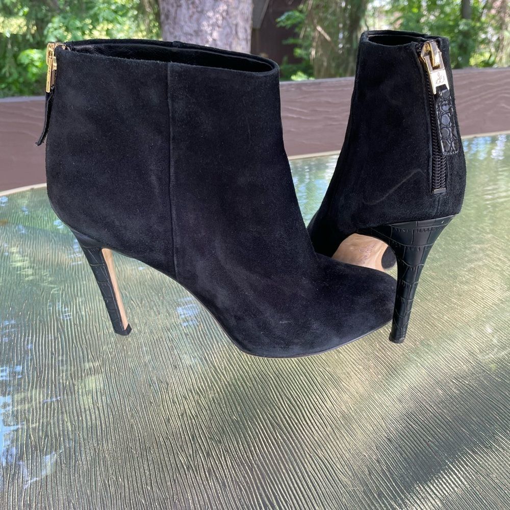 Sam Edelman Black Suede Stiletto Heel Ankle Boots